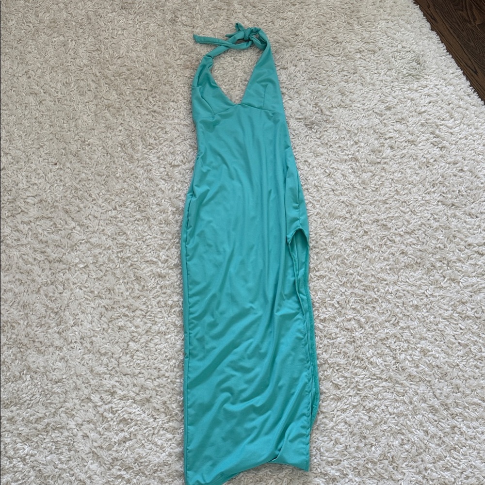 Teal Halter Maxi Dress